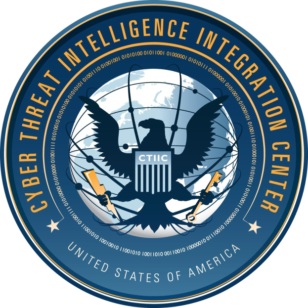 Logo des Cyber Threat Intelligence Integration Center (CTIC): Ein blauer Kreis mit einer weißen Silhouette einer Person in der Mitte, umgeben von einem weißen Ring mit der blauen Schrift 'CTIC' auf einem weißen Hintergrund.