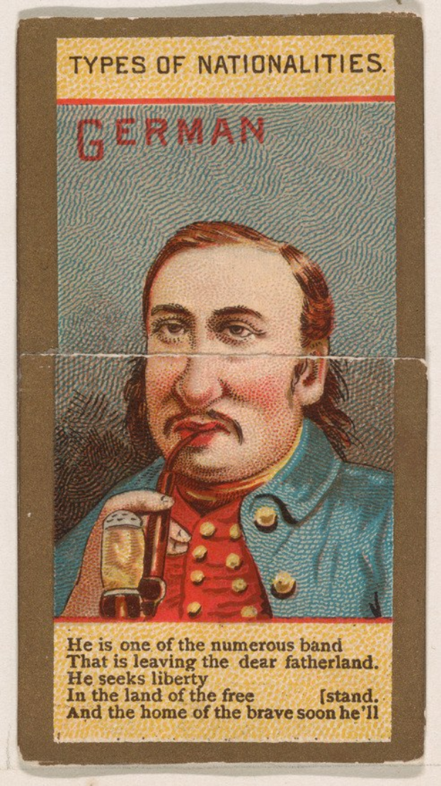 Ein Plakat eines Mannes in Militäruniform mit einem Glas Bier in der Hand, mit der Aufschrift "Deutscher".