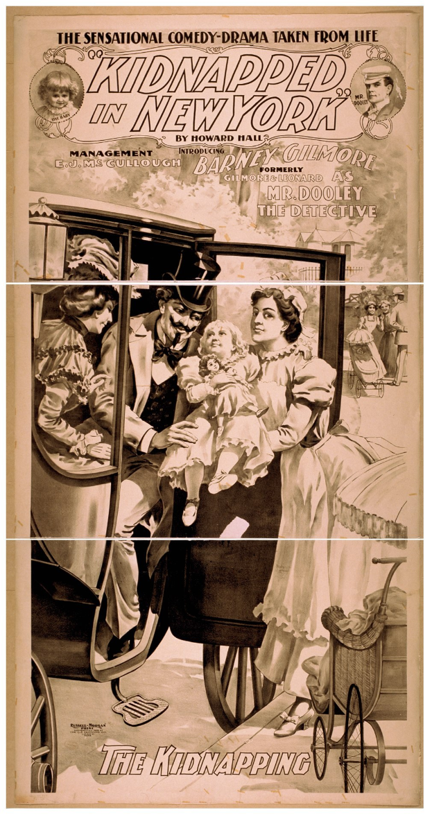 Plakat für "Entführt in New York" zeigt besorgte Menschen in einem Fahrzeug mit dem Titel in einem gedämpften, traurigen Farbschema.