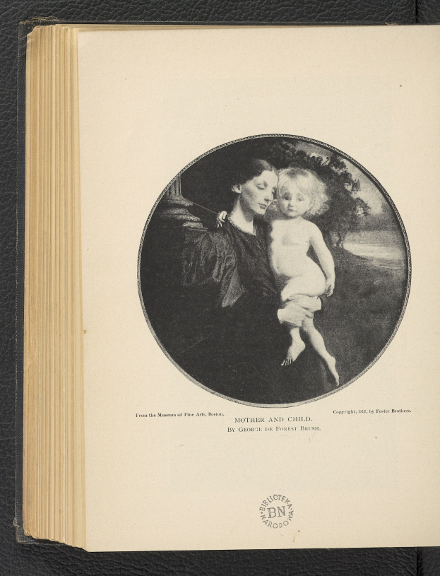Ein aufgeschlagenes Buch mit einer Illustration einer Frau, die ein Baby liebevoll in den Armen h├Ąlt, und beidem liebevolle Ausdrücke sowie der Text "Mutter und Kind".