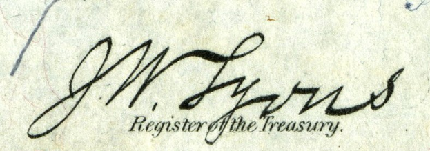 Alter Umschlag mit der Aufschrift "Register der Schatzkammer" aus den Vereinigten Staaten, der ein historisches Schatzkammerdokument anzeigt.