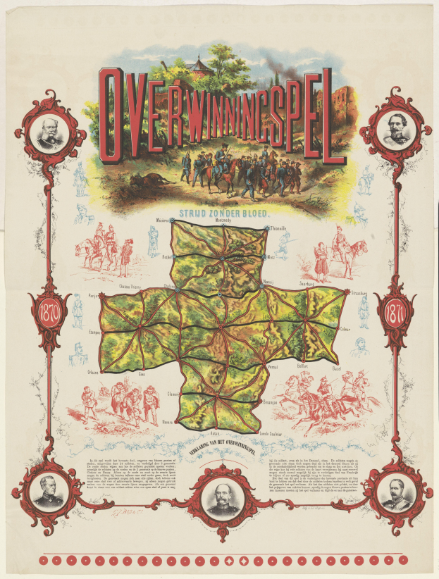 Ein buntes und detailliertes Stadtplan-Poster von Überwiningspel, Deutschland, mit lächelnden Menschen, Bäumen und beschrifteten Sehenswürdigkeiten in fetter Schrift.