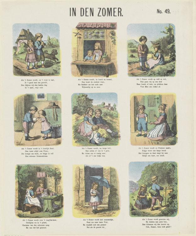 Ein buntes Kinderbild von Kindern, die in einem üppigen Garten spielen, mit Text in einer spielerischen Schriftart.